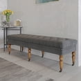thumbnail image 2 of BELLEZE 62 Inch Button Tufted Top Ottoman Bench - Brooke (Dark Gray), 2 of 7