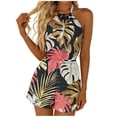thumbnail image 2 of Purcolt Women's Summer Beach Jumpsuit Halter Neck Sleeveless Wide Leg Shorts Jumpsuit Romper One Piece Outfits, 2 of 8