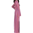 thumbnail image 2 of Womens Crochet Bell Long Sleeve V Neck Loose Maxi Dress Boho Eyelet Long Sundresses with Slit Rose Red L, 2 of 9