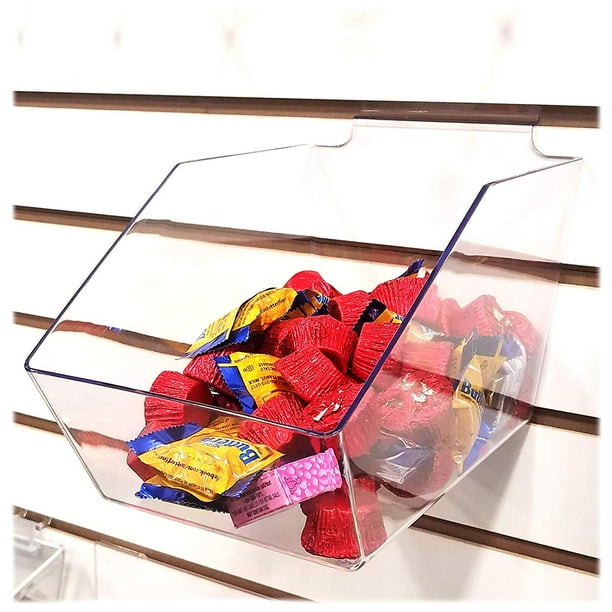 Clear Slatwall Acrylic Bins Medium Bin 6" L x 5.5" H x 9.5" D, 10 Pack