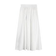 thumbnail image 4 of IROINNID Women's Spring Summer Belt High Waist Mesh Skirt Pleated Ankle Elastic Waist Long Solid Color Skirt, 4 of 6