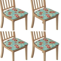 Pioneer Flower Seat Covers for Dining Room Chairs Set Of 4,Stretch Printed Washable Chair Seat Cover with Elastic Ties and Button,Removable Waterproof Couch Cushion Covers