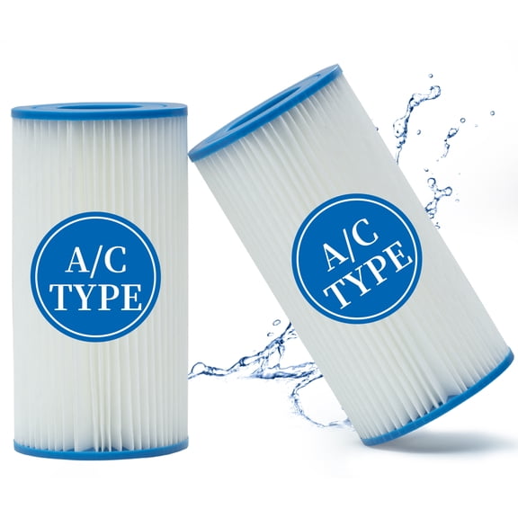 MIBNCE Pool Filter Type A or C, Type C Pool Filter For Summer Filter Pump 58390e, A/C Pools Filter Cartridge for Above-Ground Pool (2 Pack)