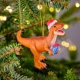 thumbnail image 2 of Cute Dinosaur Christmas Ornament, Acrylic Hanging Pendant with Santa Hat, Festive Xmas Tree Decor for Kids, Holiday Home Decoration, 1PC, 2 of 8