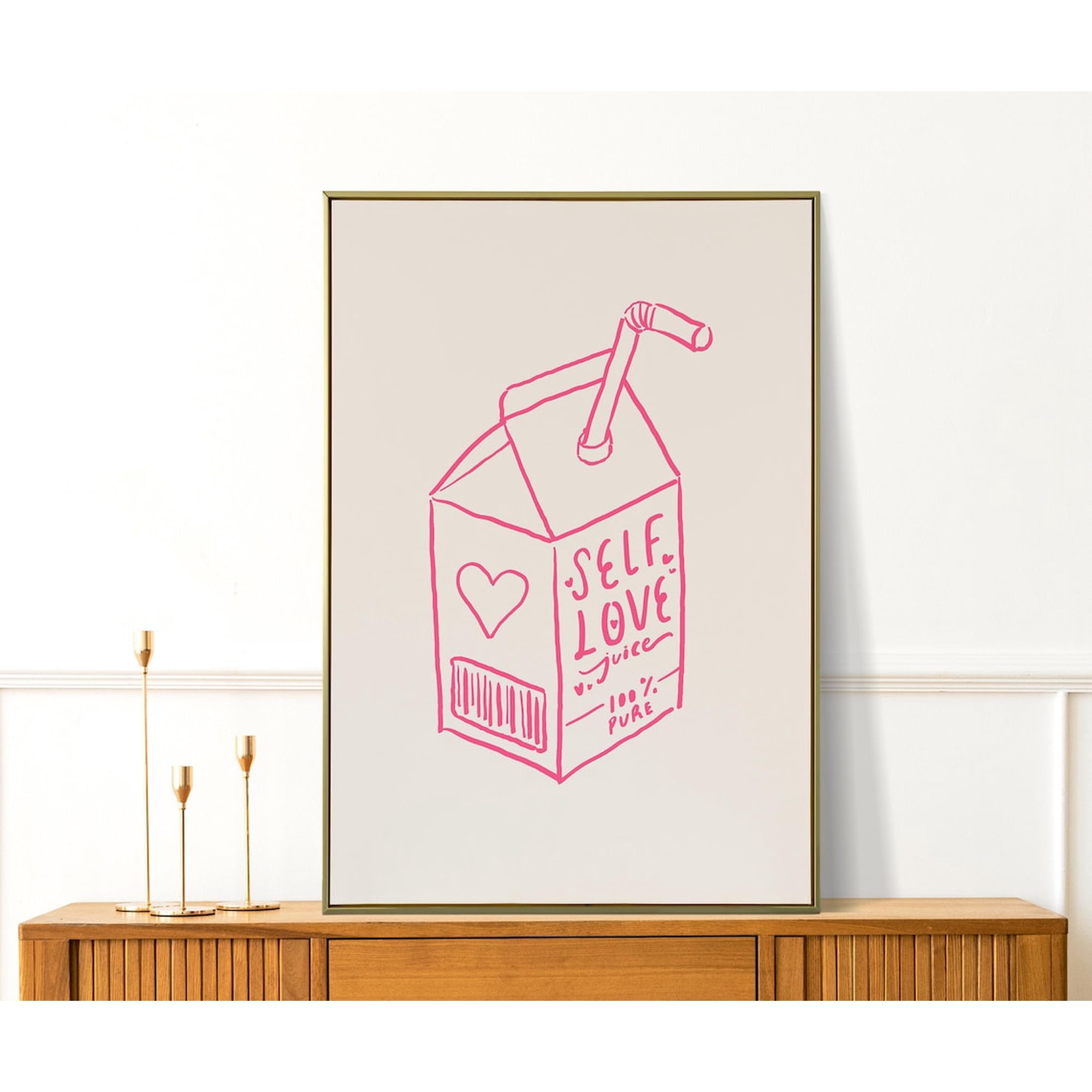 Self Love Juice Wall Art Cute Self Love Print Girly Decor Trendy Preppy Art Self Care Gift Aesthetic Self Love Illustration Poster Only