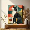 thumbnail image 6 of Retro Wine Drinking Cat Canvas Print, Funny Feline Kitchen Bar Home Bedroom Wall Decor Poster Art, 6 of 8
