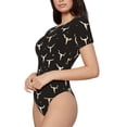 thumbnail image 2 of Qekee Cow Skulls Women's Crew Neck Body Suits, Short Sleeve Bodysuit, Basic Swimsuit, Leotard Clothing for Dating, Daily Life - Medium, 2 of 9