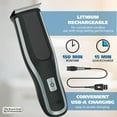thumbnail image 4 of Wahl Lithium Ion+ Self-Clip 360 with 15° Blade Angle, 12 Snap-N-Lock Guards, Cord/Cordless Use, LED Indicator, Easy-Clean Blades – Model 3336, 4 of 10