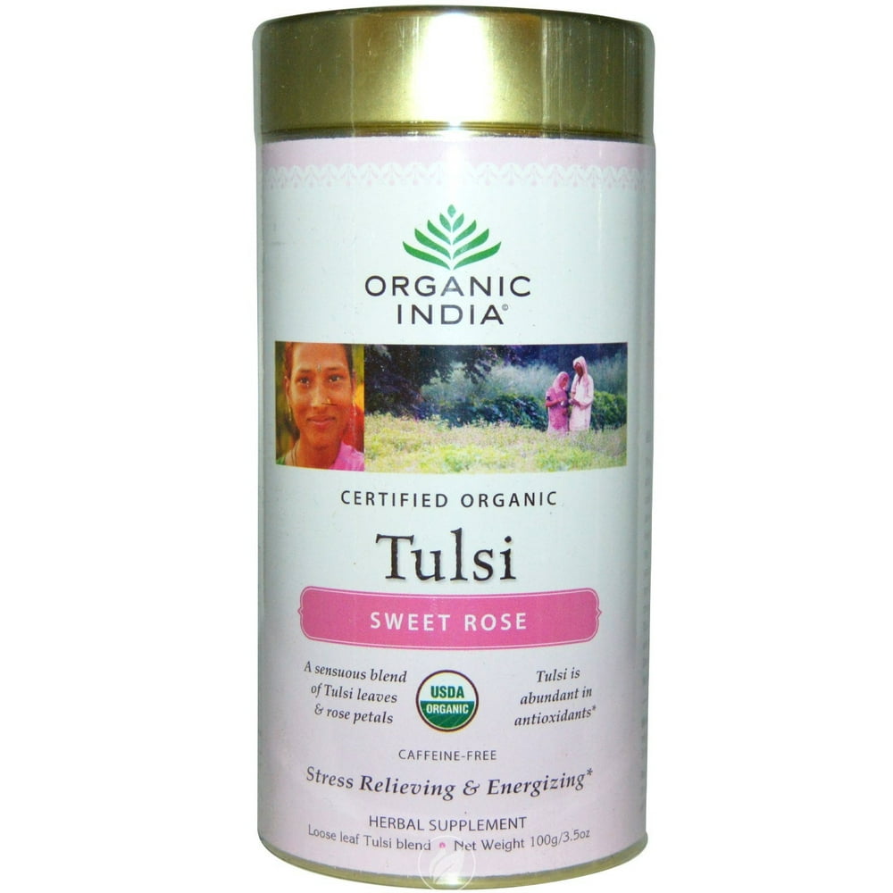 Organic India Tulsi Tea Sweet Rose Canister 3.5 Ounce