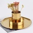 thumbnail image 4 of Pencil Cup Holder Desk Organizer, Gold Pen Pot Pen Holder Container Desktop Stationery Organizer Table Vases Flower Pot Makeup Brush Holder,Stainless Steel,Gold, 4 of 6
