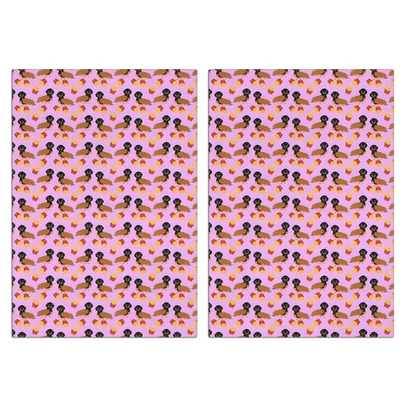 2 Pcs Funny Kitchen Towels,Pink Dachshund Chips Microfiber Dish Towels,Kitchen Tea Towels,Kitchen Towel Set (18" X 26")