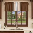 thumbnail image 6 of Brown White Stripe Curtain Valances for Windows, Kitchen Valance Window Treatments Panel 2 Pack, Modern Rustic Vertical Striped Rod Pocket Short Curtains for Bathroom Bedroom 54 x 18 Inch, 6 of 8
