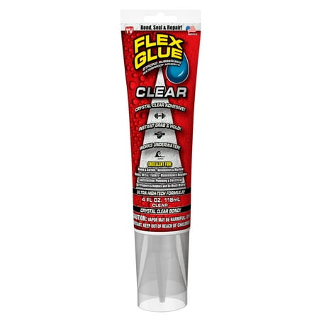 Flex Glue, Strong Rubberized Waterproof Adhesive, 4 fl. Oz., Clear, As Seen on