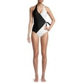 thumbnail image 2 of Nicole Miller Women's Colorblock Wrap One Piece Swimsuit, 2 of 6