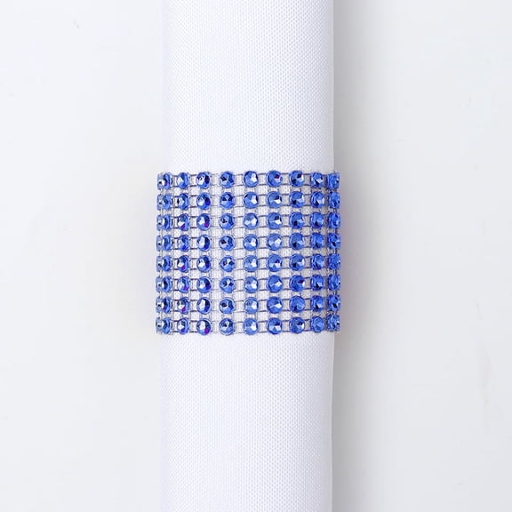 ERDOUY Hotel Restaurant Set Up 8 Rows of Mesh Diamond Napkin Buckles for Festivals and Wedding Supplies Simulated Diamond Decorative Napkin Rings (Blue, 100 pieces)