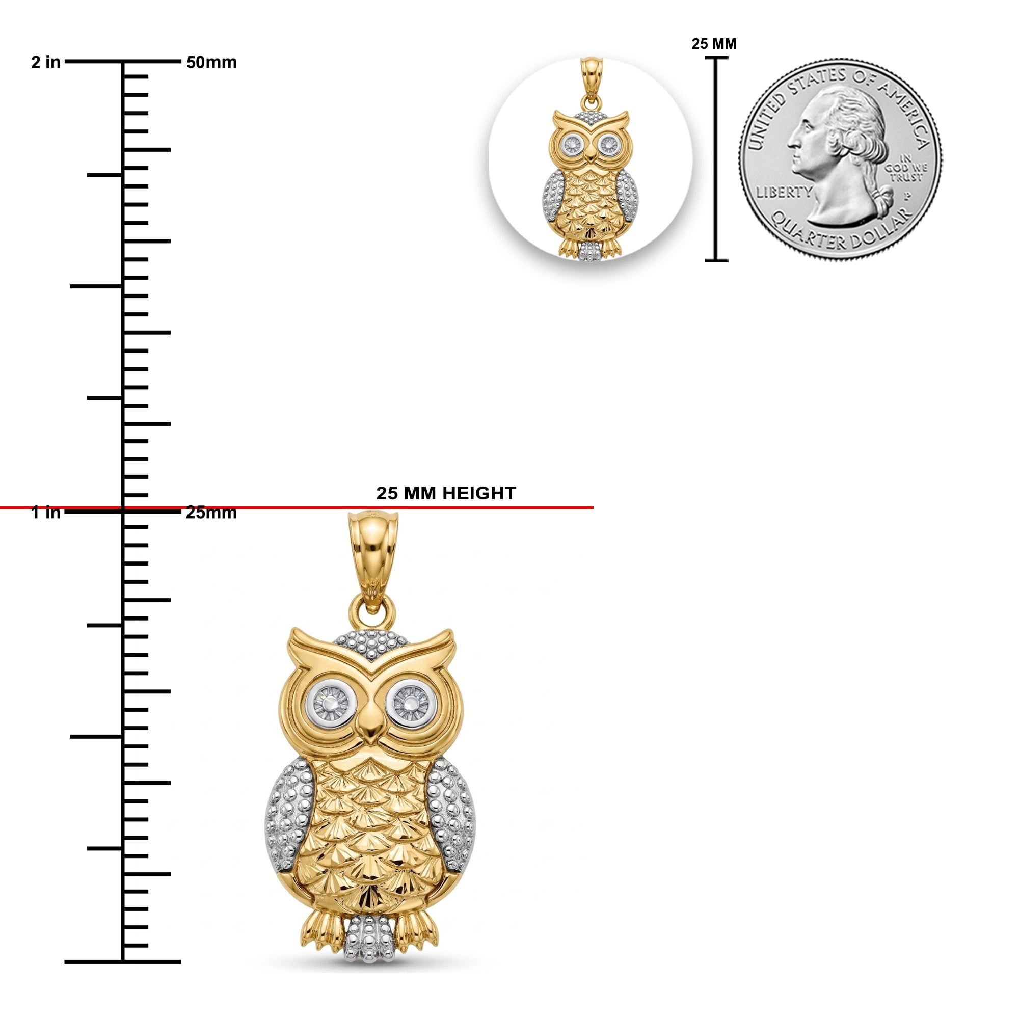 Charm America - Gold Owl Charm - 10 Karat Solid Gold