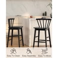 thumbnail image 2 of Joyyskill Modern Bar Stools Set of 2, 24" Wooden Counter Height Barstools, Modern Armless Farmhouse Bar Dining Chairs with Back & Footrest, Black, 2 of 5
