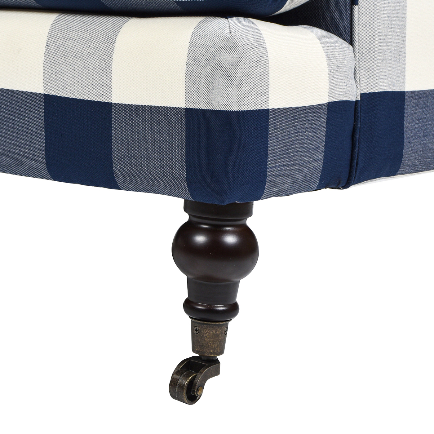 Jennifer Taylor Home Alana 88" Lawson Living Room Three-Cushion Tightback Sofa Couch with Metal Casters, Blue Lattice