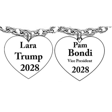 TRUMP, Lara Trump 2028, Pam Bondi , Vice President, Silvertone Heart On A Adjustable Necklace. What A Wonderful Gift For Yourself, Or Someone Special. Gift Ready Comes In A Black Velvet Bag