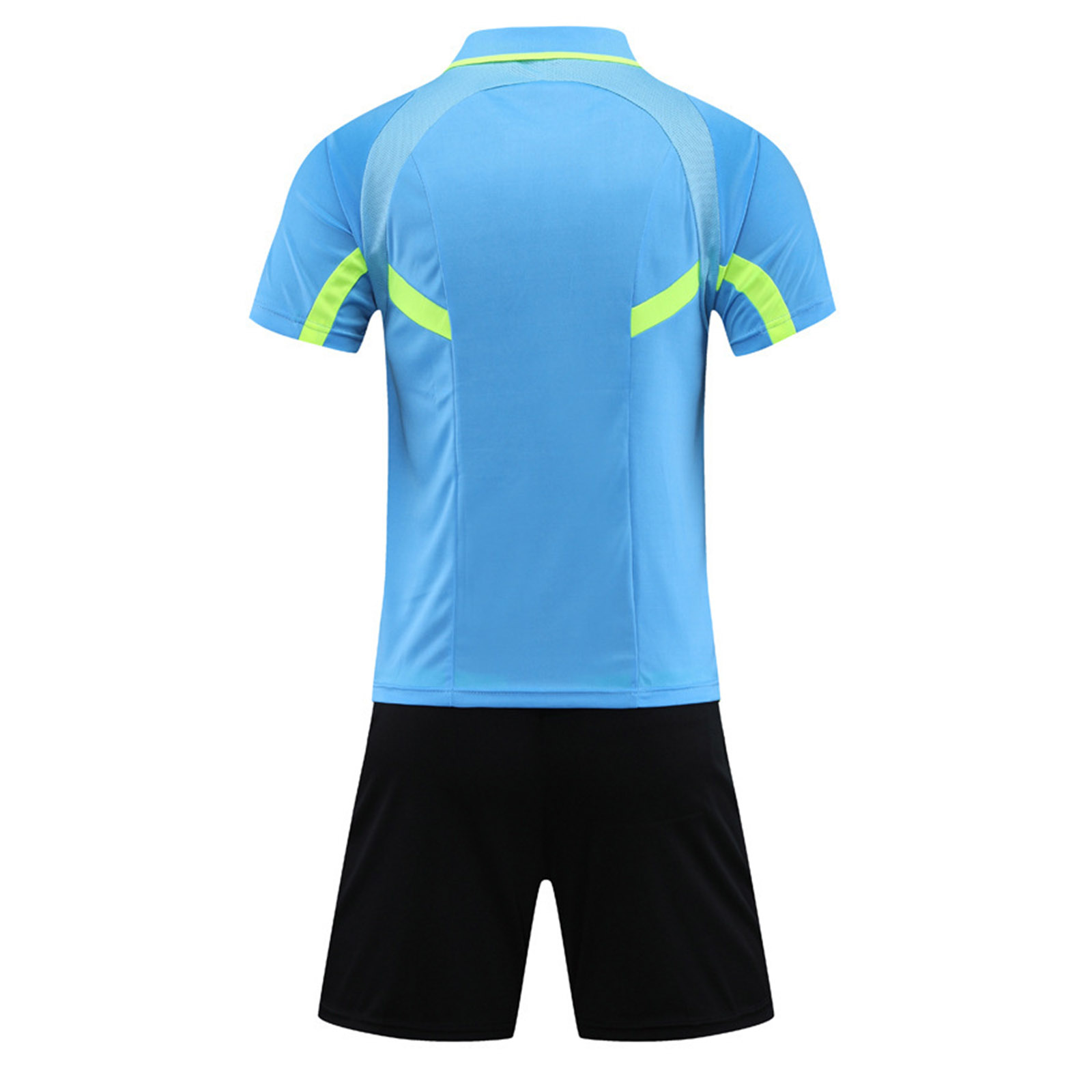 Loodgao Men's Football Referee Uniform Soccer Jersey Outfit Tracksuit Short Sleeve T-shirts with Blue L