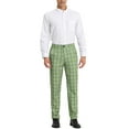 thumbnail image 2 of INSPIRE CHIC Men's Pants Plaid Casual Regular Fit Flat Front Stretch Checked Trousers 28 Green White, 2 of 7