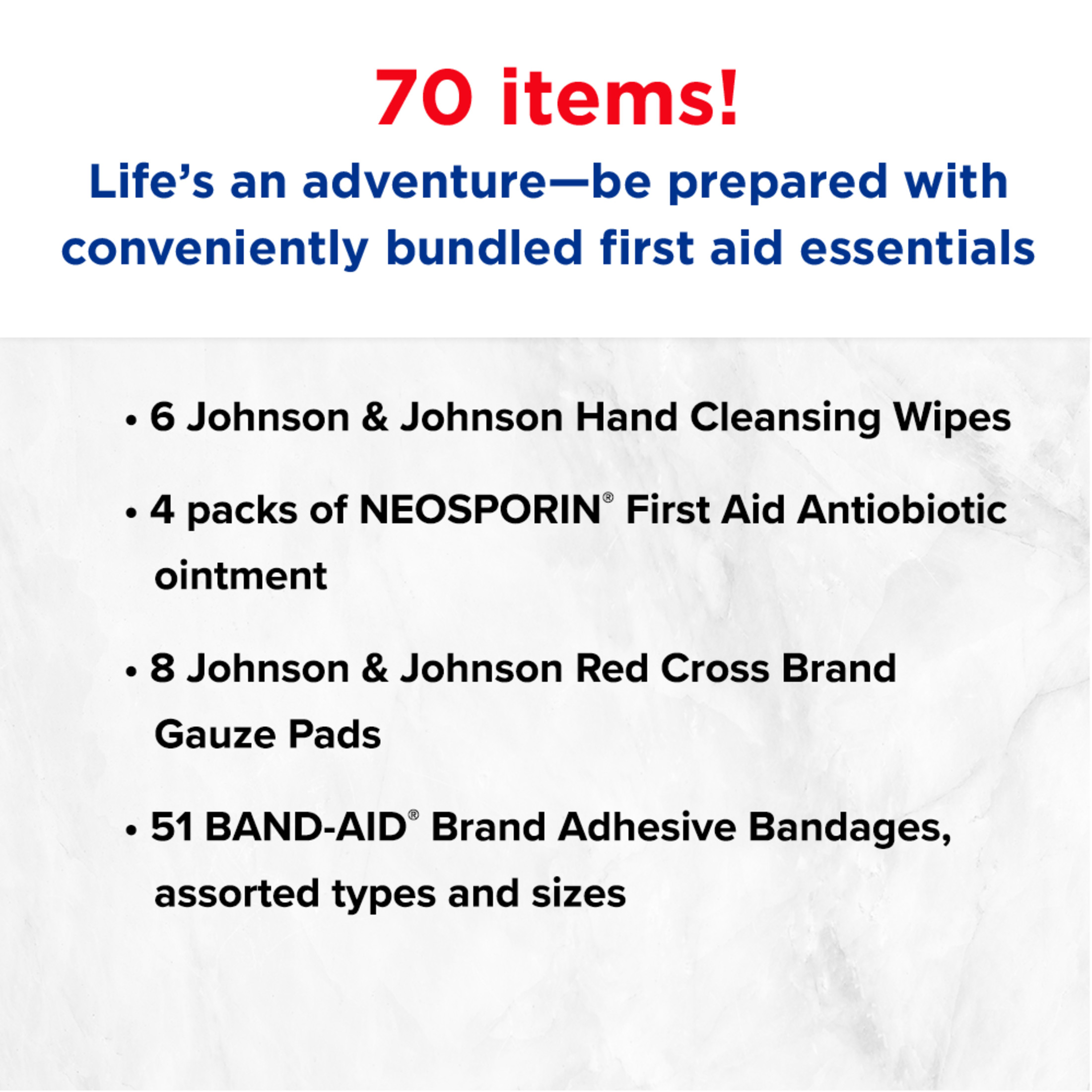 Johnson & Johnson Safe Travels Portable Emergency First Aid Kit, 70 pc - image 2 of 11