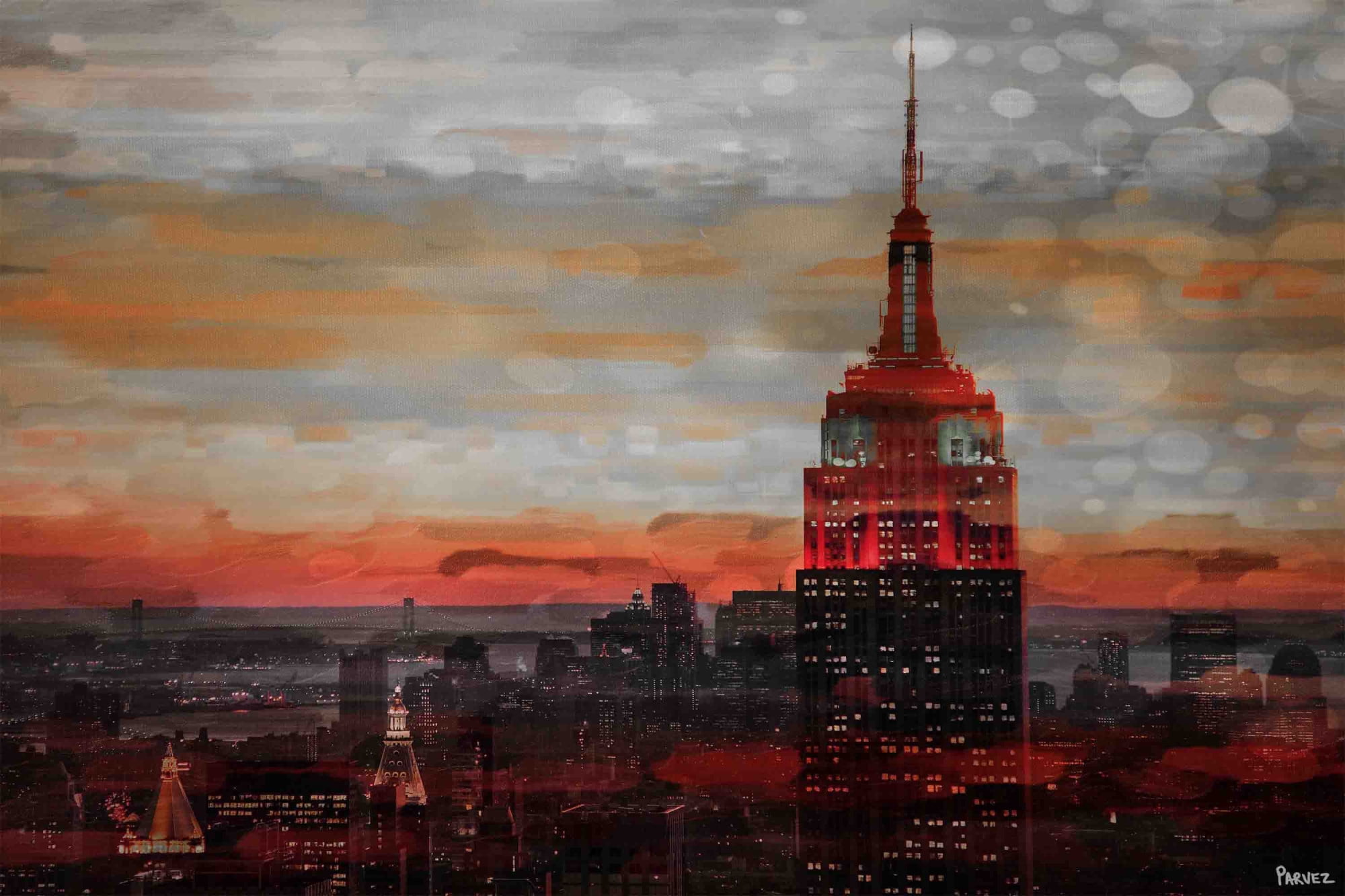 Parvez Taj "Red Hot NYC" Print on Canvas