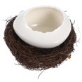 thumbnail image 2 of KAKOWELY White Ceramic Eggshell Dessert Bowl with Rattan for Home Use Simple Style Modern Design 7.8 Inches,4.13"X2.95"X2.56", 2 of 4