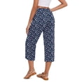thumbnail image 4 of Fantaslook Womens Capri Pants Drawstring Casual Palazzo Trousers with Pockets Loose Floral Lounge Pants Pajama Bottoms, 4 of 9