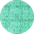thumbnail image 1 of Ahgly Company Indoor Round Persian Turquoise Blue Traditional Area Rugs, 4' Round, 1 of 4