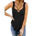 thumbnail image 3 of Xuanfei Women Solid Color Criss-Cross Neck Backless Sleeveless Tank Top, 3 of 5