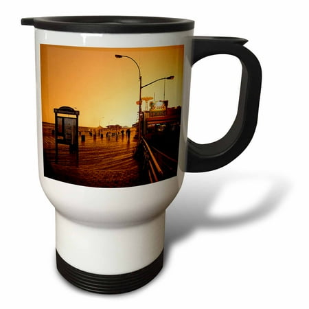 

3dRose Coney Island Boardwalk Travel Mug 14oz Stainless Steel