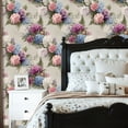 thumbnail image 2 of Peel and Stick Wallpaper Hand Painted Hydrangea Peony Artwork Textured Paper Wall Paper 23.6in x 9.8ft Self Adhesive Removable Boho Floral Contact Paper for Nursery Bedroom Cabinets, 2 of 8