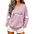 thumbnail image 3 of TKLPEHG Womens Halloween Sweatshirt 2026 Fashion Bookish Reading Ghost Graphic Sweatshirt For Book Lover Long Sleeve Crewneck Funny Pullover (Pink,L), 3 of 7