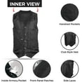 thumbnail image 3 of DEFY Men's Black Leather 10 Pockets Vest - Motorcycle Biker Vest, S, 3 of 8