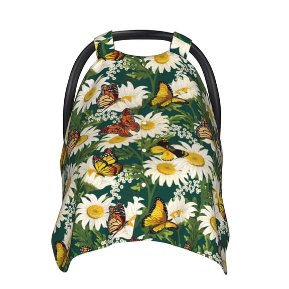 Car Seat Cover Baby - Sunflowers Butterfly Breathable Infant Car Seat Cover for Baby Carseat, Lightweight Comfort Baby Essentials Must Haves Newborn Stuff for Girl Boy