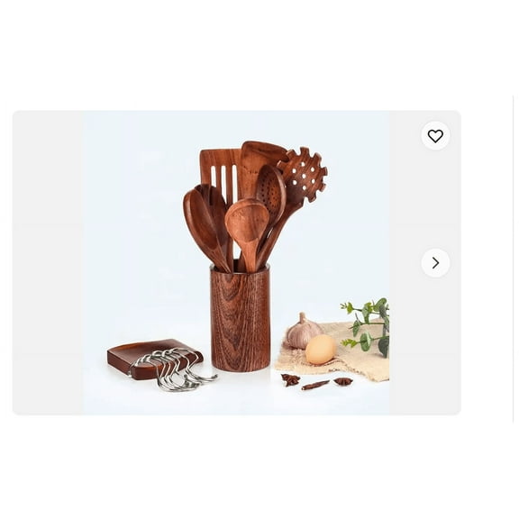 Dalcrue Supply Teak Acacia Cooking Utensil Set, 8 Pcs