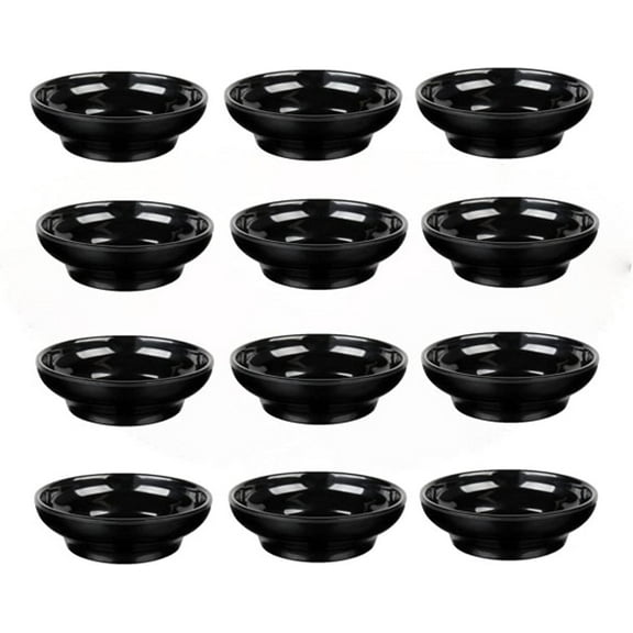 Truecraftware - Set of 12- Plastic 8 oz. Salsa Dish, Black Color, Serving Dish, Chips, Sauce Cup, Side Dish,and Dips