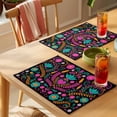 thumbnail image 4 of Colorful Mexico Placemats Set of 8 Modern Abstract Flowers Leaf Orange Pink Place Mats Indoor Wipeable Table Mats Washable Cloth Dining Table Placemats for Kitchen Holiday Party Home Decor 13x19 Inch, 4 of 9