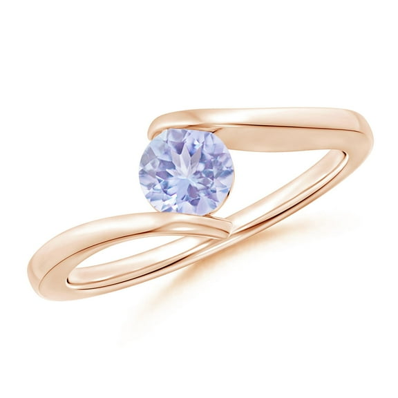 ANGARA Natural Bar-Set Solitaire Round Tanzanite Bypass Ring in 14K Rose Gold for Women (Size-5mm) | December Birthstone, Birthday, Anniversary, Jewelry Gift for Women | Natural Tanzanite Ring