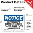 thumbnail image 2 of Recycling Bins Please Deposit Only Plastic OSHA Notice Vinyl Decal Label 5 Inch x 3.5 Inch - 5 Pack, 2 of 6