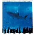 thumbnail image 3 of Ambesonne Shark Shower Curtain, Aquarium Park and People, 69"Wx84"L, Blue Black, 3 of 3