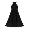 thumbnail image 3 of TiaoBug Girls Lyrical Dance Dress Mock T-Neck Leotard Mesh Maxi Skirt 8-16 Black 16, 3 of 7