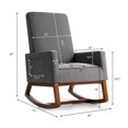 thumbnail image 2 of Costway HW58298New Mid Century Retro Fabric Upholstered Rocking Chair Nursery Armchair Gray, 2 of 10