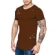 thumbnail image 3 of Camisetas de cuello redondo sueltas de color sólido rasgadas para hombre Camiseta de manga corta curvada ahuecada informal para hombre kenally FS7578-40, 3 of 4