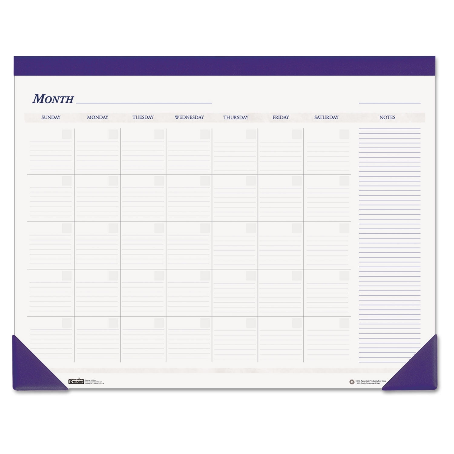 Recycled Nondated Desk Pad Calendar, 22 x 17, White/Blue Sheets, Blue Binding, Blue Corners, 12-Month (Jan to Dec): Undated Recycled Nondated Desk Pad Calendar, 22 x 17, White/Blue Sheets, Blue Binding, Blue Corners, 12-Month (Jan to Dec): Undated