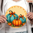 thumbnail image 5 of 2D Flat, 1pc Thanksgiving Aluminum Wall Decor - 8x8 Inch Round "Happy Thanksgiving" Sign with Pumpkin Autumn Leaf Design, Rust-Proof Metal Art for Living Room,Thanksgiving Decorations, 2D Flat, 5 of 6