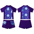 thumbnail image 7 of inhzoy Kids Girls Rash Guard Swim Shirt Tankini Bikini Set Shorts Purple Floral 6, 7 of 7