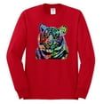 thumbnail image 2 of Cool Rainbow Neon Trippy Jungle Tiger Eyes Animal Lover Mens Long Sleeve Shirt, Red, Small, 2 of 3
