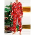 thumbnail image 3 of Franhais Couples Christmas Pajama Set Cute Print Hooded Zipper Rompers Loungewear Soft Sleepwear for Women Men Nightwear, 3 of 6